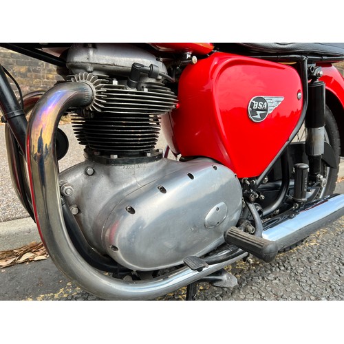 25 - 1963 BSA A65 (first year of A65) in red, 650cc electronic ignition, AAW978A, 59288 miles,  2 keys- M... 