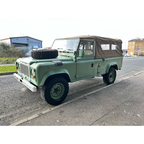 28 - 1995 Land Rover Defender 110  ex Military with canvas roof, with Heritage external colours. Having u... 