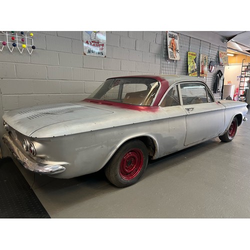 24 - 1960 Chevrolet Corvair 700 Coupe, 2.3L flat 6, Powerglide transmission, rolling chassis project, spa... 