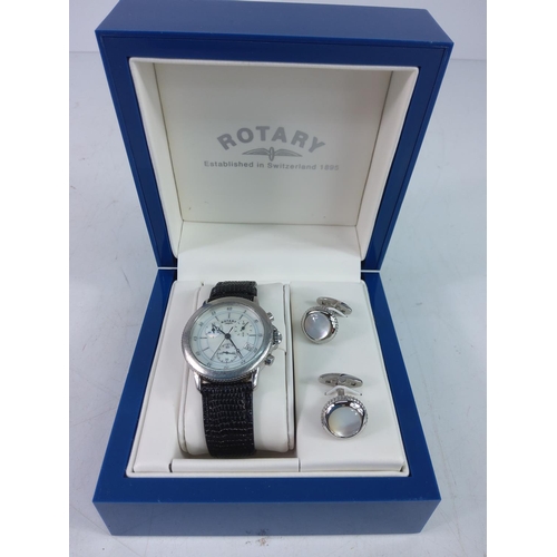 350 - Boxed Rotary chronograph watch with cufflinks