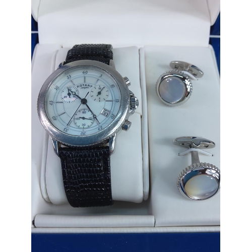 350 - Boxed Rotary chronograph watch with cufflinks