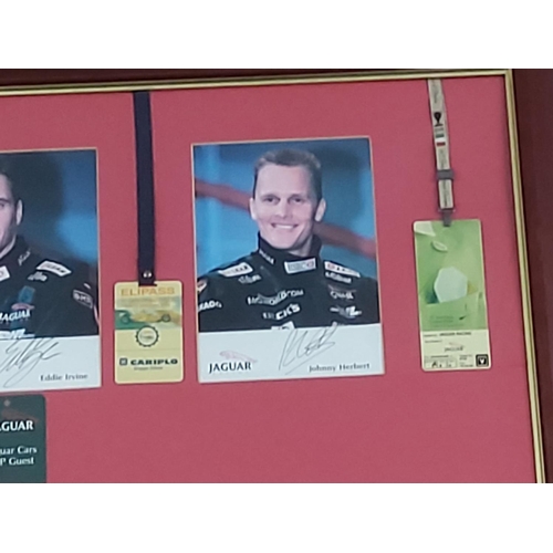 3 - 2000 Monza, Italian Grand Prix signed Jaguar F1 Team pictures and VIP passes framed picture.