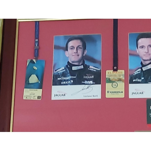 3 - 2000 Monza, Italian Grand Prix signed Jaguar F1 Team pictures and VIP passes framed picture.