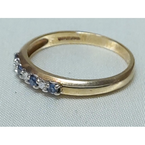 203 - 9ct gold sapphire and diamond half hoop, size U