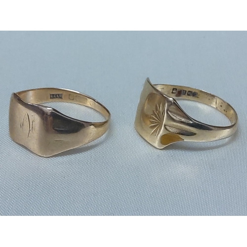 212 - 2 9ct gold signet rings, 6g gross