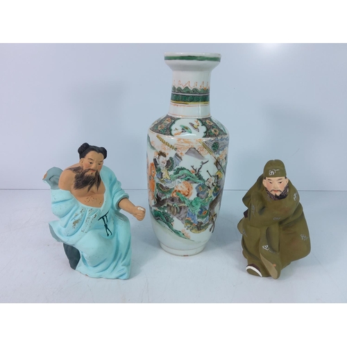 103 - 2 oriental vases and 2 figures