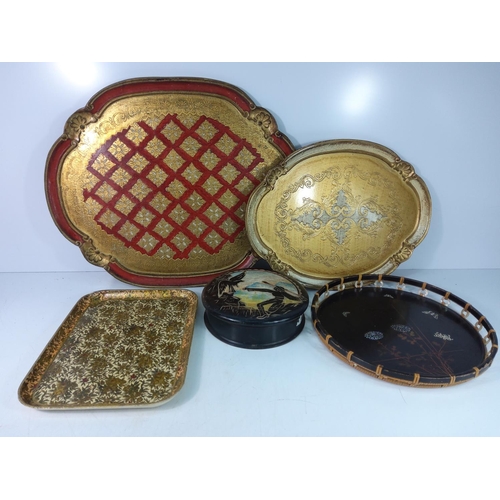 108 - Qty of various trays and 2 hats