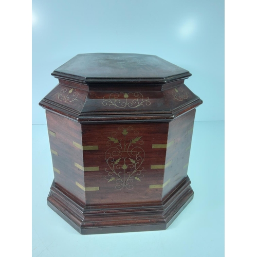 84 - Brass inlaid jewellery casket