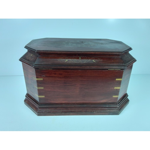 84 - Brass inlaid jewellery casket