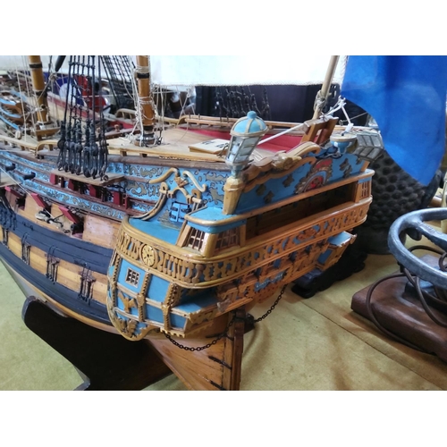 97 - Very large model of HMS Invincible complete with photographs and ephemera of its build