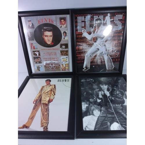 196 - Qty of Elvis pictures and framed Elvis puzzle pictures