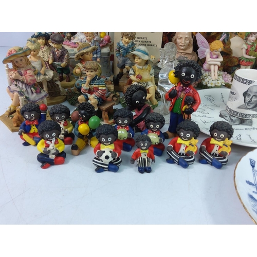 44 - Collectors plates, figures, anniversary clock and collectables