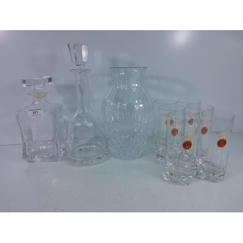 285 - Decanters, vase and glasses