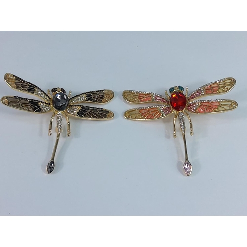 314 - 2 dragonfly brooches