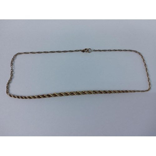 304A - 9ct gold rope chain necklace, approx42cms, 6.4g