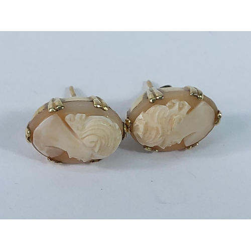 306 - Coins and 9ct gold cameo earrings