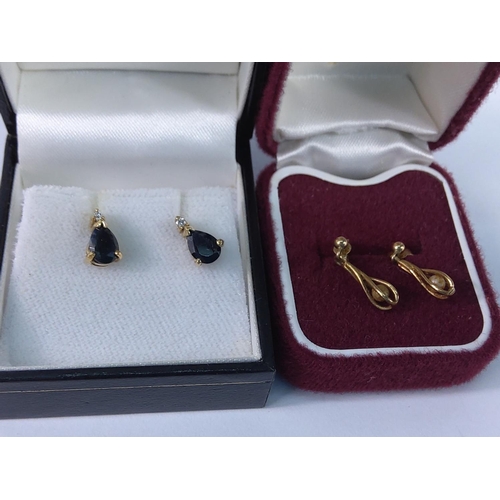 308 - 2pairs of gold stone set earrings