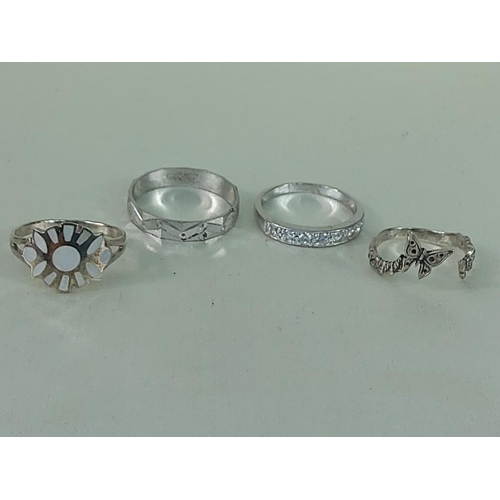 394 - 4 silver rings, sizes Q,T,P & K