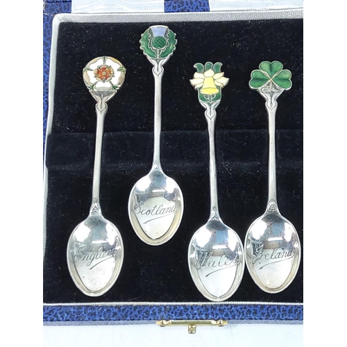 400 - Set of 4 hallmarked silver, Mappin and Webb, England, Ireland, Scotland and Wales spoons, gross weig... 