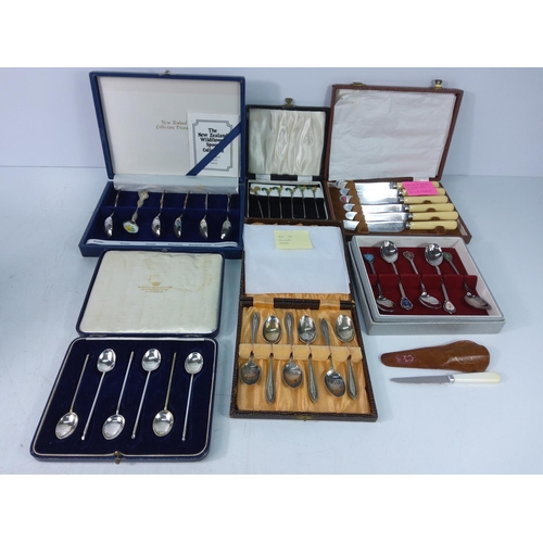 413 - 6 x various boxed cutlery and a fruit knife