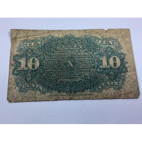 360 - United States 10 cent fractional currency note dated March 3rd 1860