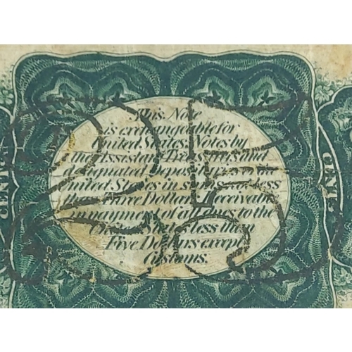 361 - United States 25 cents fractional currency note dated March 3rd 1863