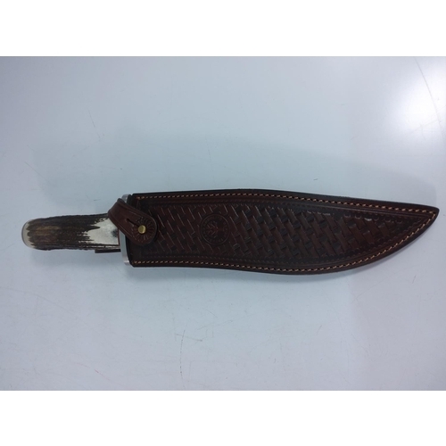 419 - A Boka treebrand horn handles sheath knife