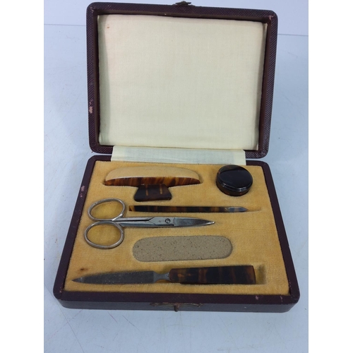 445 - Vanity set, manicure set and 2 set of Royal spoons