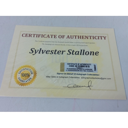 188 - Signed Sylvester Stallion boxing glove with certificate