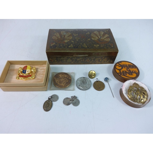 395 - Cufflinks, jewellery, stud box and interesting items