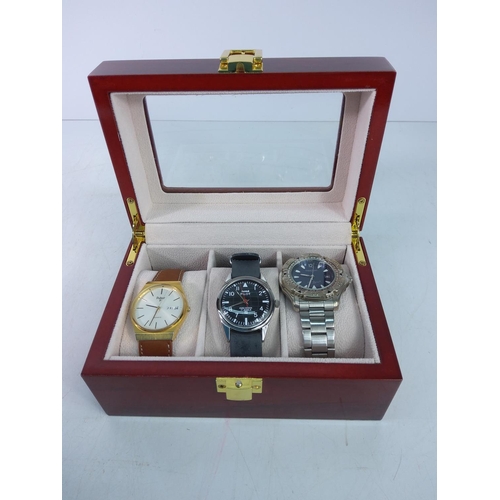 400 - Watch box and 3 various watches