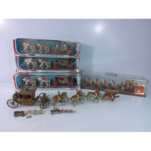 130 - Box of Corgi Royal coach models etc