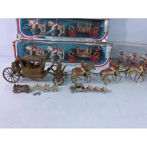 130 - Box of Corgi Royal coach models etc