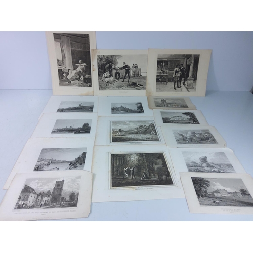 338 - Qty of antique engravings and photogravures, framed and unframed, some local Kent