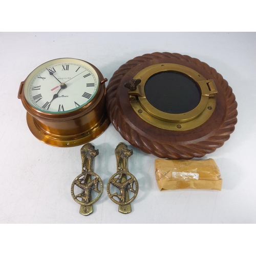 84 - Ships clock, brassware, port hole etc