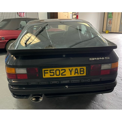 10 - Black Porsche 944 S with 16V Ventiler engine, 2.5L inline 4. The Registration is F502YAB, with 126,0... 