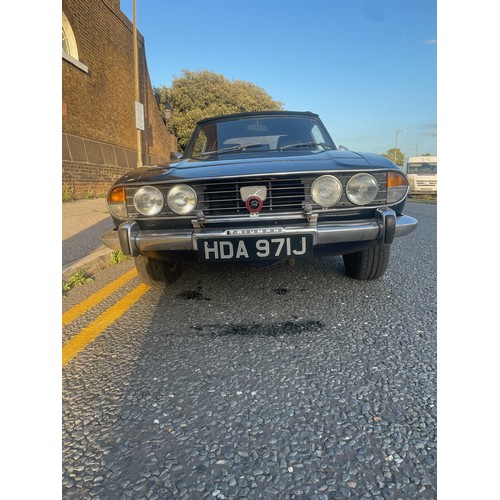 13 - 1971 dark blue Triumph Stag, registration: HDA 971J has only done 42,249 miles, 3L V8 engine, MOT an... 