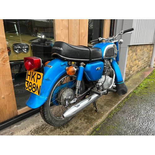 25 - Blue Honda CD 175 motorcycle, registration HKP 388N - First registered on 1st of April 1975, this be... 