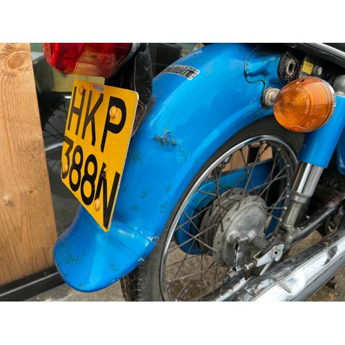 25 - Blue Honda CD 175 motorcycle, registration HKP 388N - First registered on 1st of April 1975, this be... 