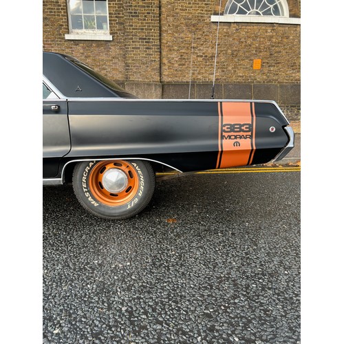 28 - 1968 Dodge Polara, painted in satin black with orange wheels, and matching orange rear tailgate deca... 