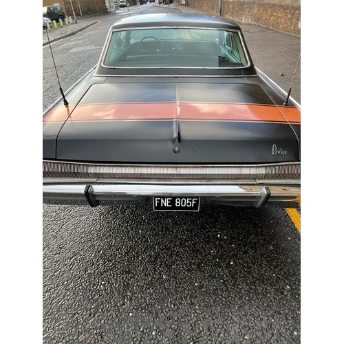 28 - 1968 Dodge Polara, painted in satin black with orange wheels, and matching orange rear tailgate deca... 