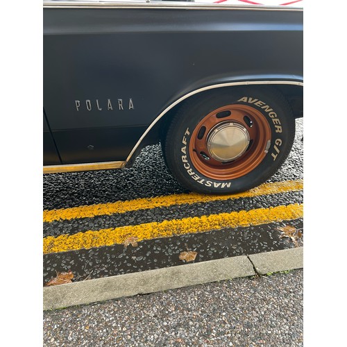 28 - 1968 Dodge Polara, painted in satin black with orange wheels, and matching orange rear tailgate deca... 