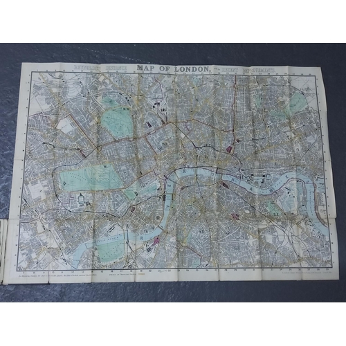 450 - New Edition Reynolds 1891 shilling coloured Map of London with omnibus and tramcar routes.  Map size... 