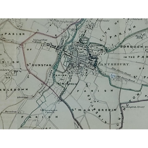 10 - Framed 1800's map of Canterbury, 47 x 46cms