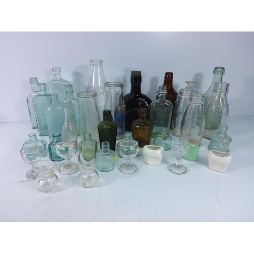 15 - Old glass bottles, medical bottles, diggings, chinaware, plates and platedware etc