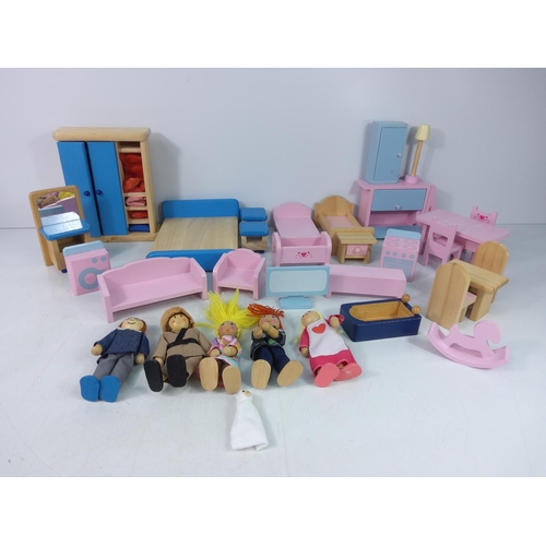 159 - Wooden dolls and dolls house furniture