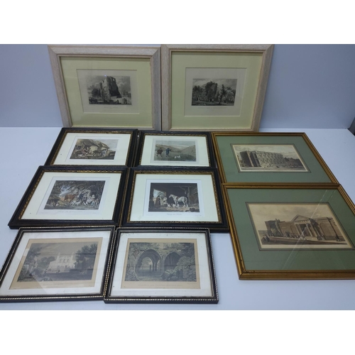 205 - Qty of antique engravings and photogravures, framed and unframed, some local Kent