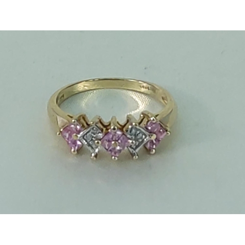 217 - 9ct gold amethyst and diamond ring, size P