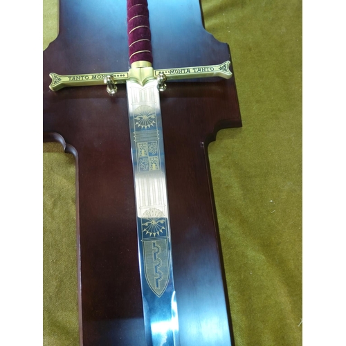 110 - Franklin Mint wooden mounted 'The Columbus Sword' approx 136cms