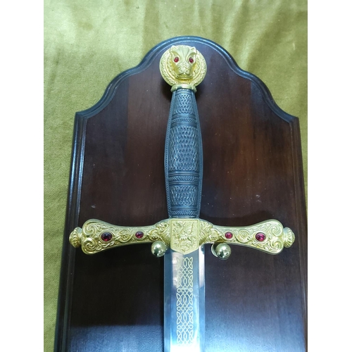 114 - Wooden mounted Franklin Mint sword 'Excalibur', approx 126cms